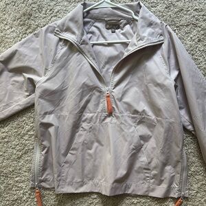 Lilla P - Light Gray Windbreaker Jacket with Orange Accents